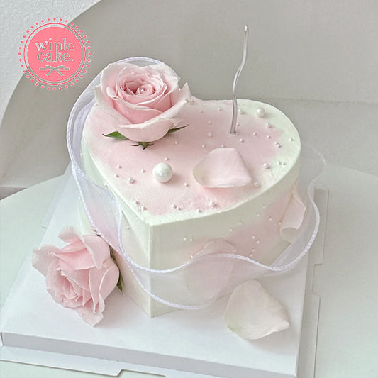 蛋糕生日蛋糕 生日蛋糕 粉色心形鲜花造型奶油蛋糕 创意造型送女神蛋糕玫瑰
