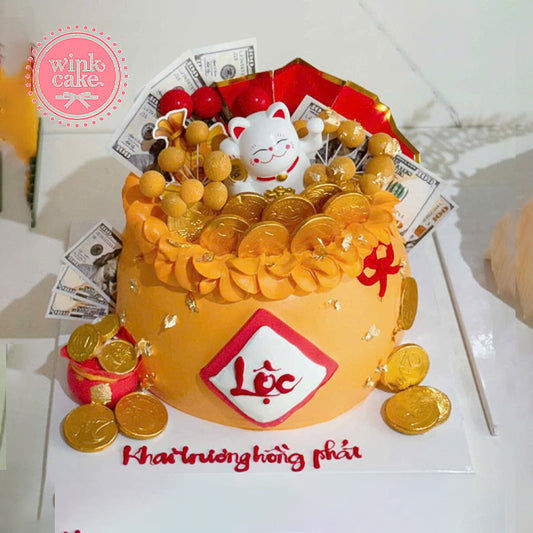 Bánh khai trương Túi may mắn Bánh Maneki Neko
