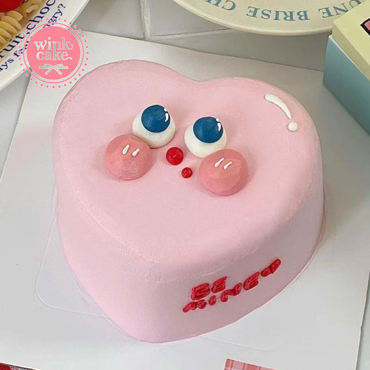 蛋糕、生日蛋糕、粉色爱心、可爱表情、眨眼蛋糕