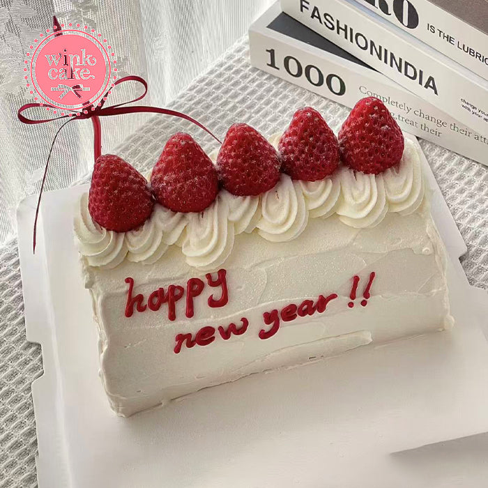 Bánh kem Bánh sinh nhật Năm mới 2026 Decor Dâu tây