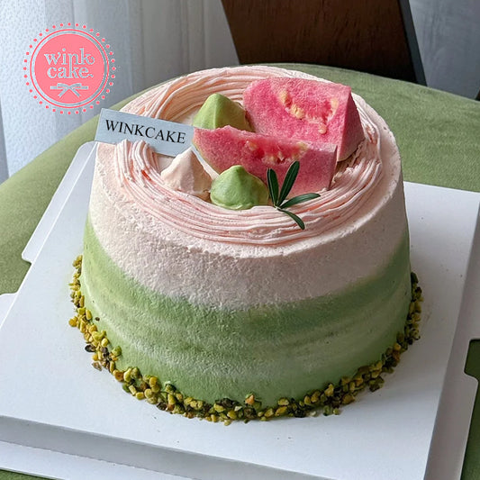 抹茶色水果蛋糕，生日蛋糕  混合坚果碎 WinkCake