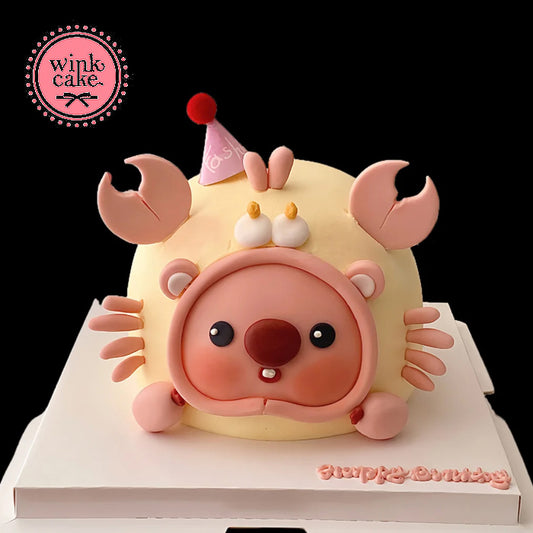 Bánh sinh nhật hoạt hình 3D hình con cua dễ thương