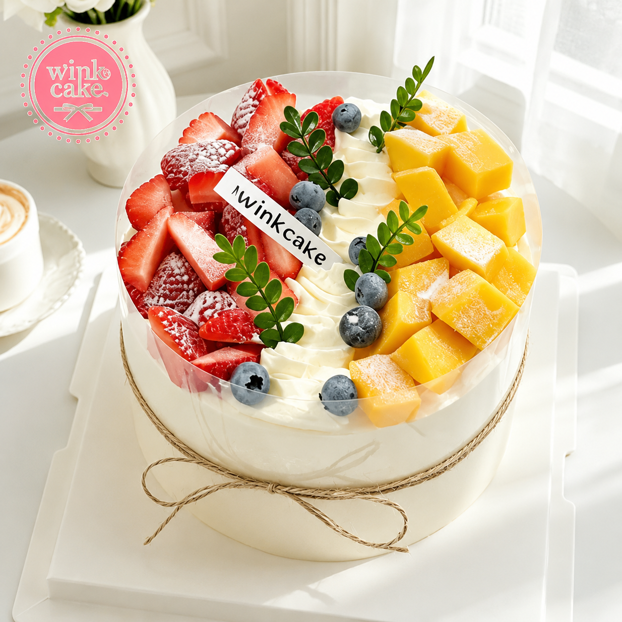 蛋糕、生日蛋糕、切碎的水果、WinkCake装饰品