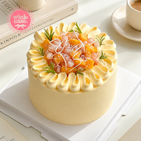Sweet Yellow Pastel Mango Cream Cake