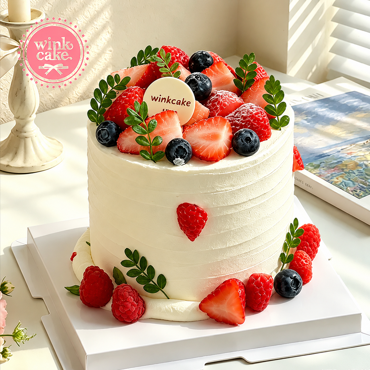 新鲜蓝莓草莓蛋糕 WinkCake 生日蛋糕