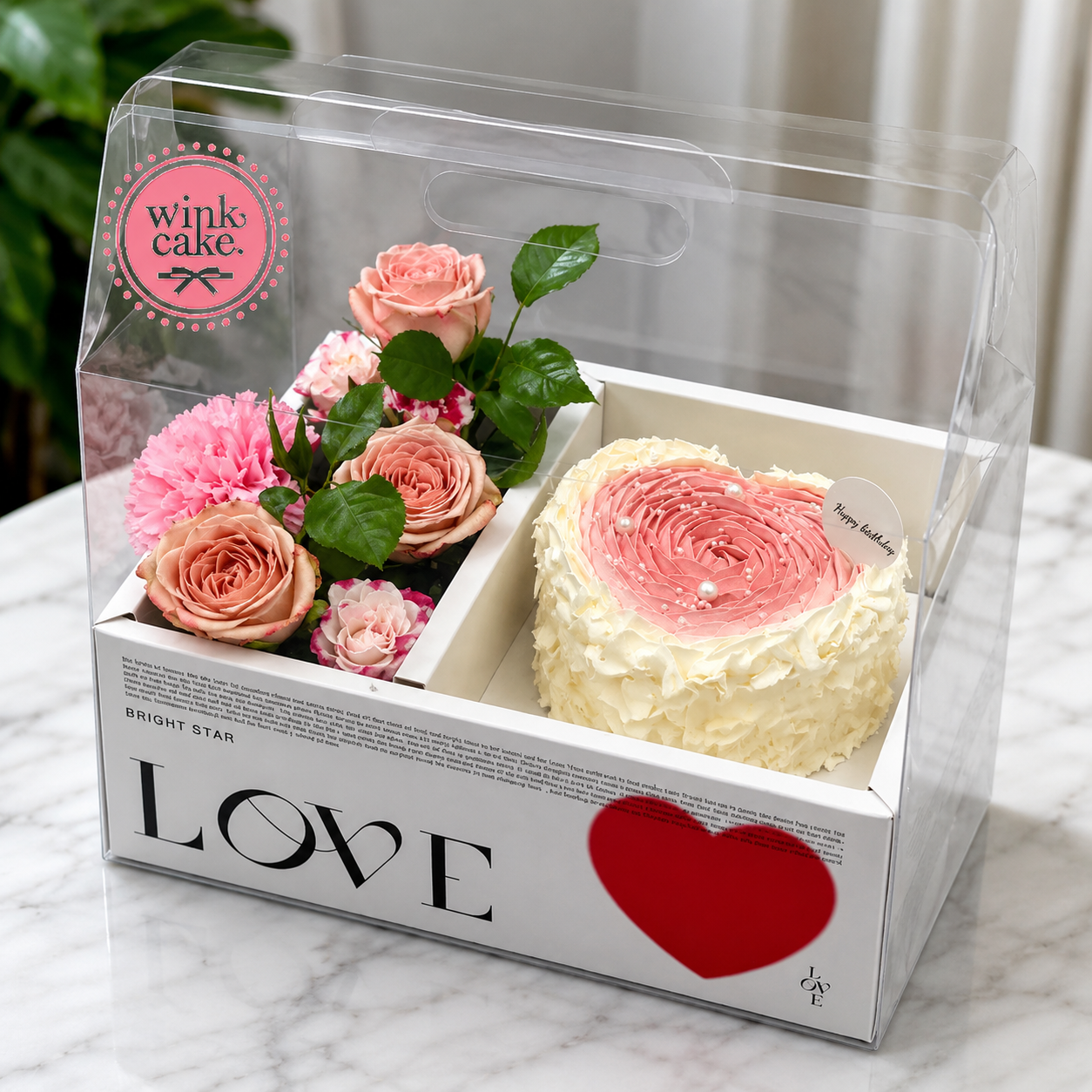 Hộp quà tặng Bánh kem Hoa tươi Hồng Cappuccino Vintage Quà tặng Bạn gái Valentine