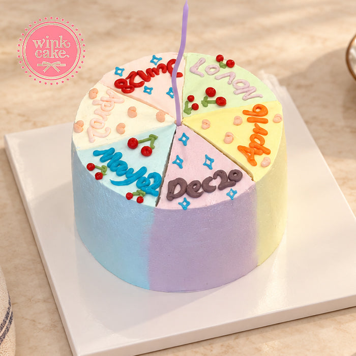 Let's cut the cake with colorful little cherries.