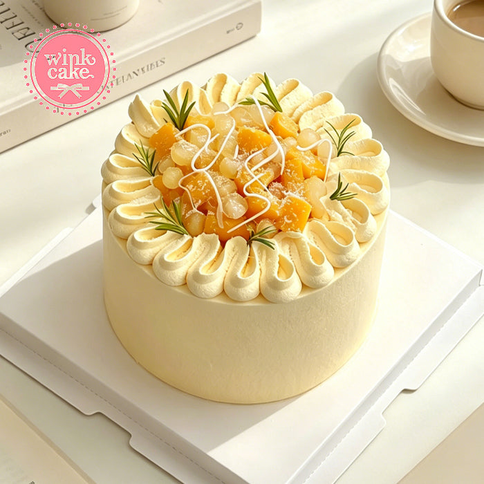 Sweet Yellow Pastel Mango Cream Cake