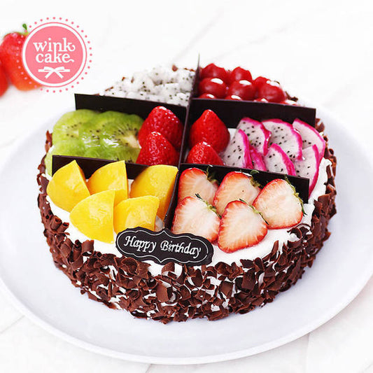 6-compartment Fresh Fruit Cake with Mixed Nuts for Loved Ones WinkCake